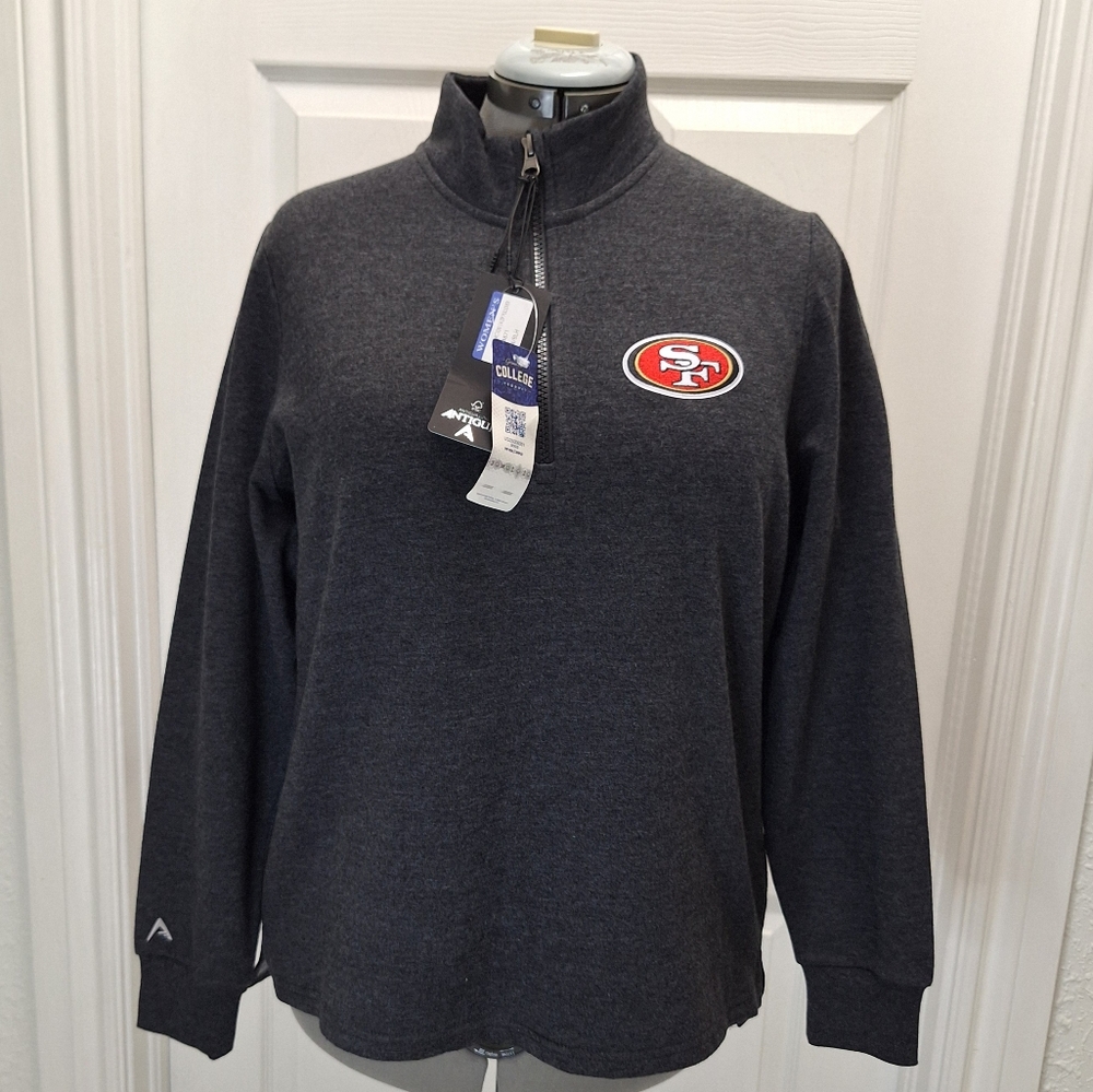 NWT San Francisco 49ers Antigua Action Quarter-Zip Pullover Sweatshirt -